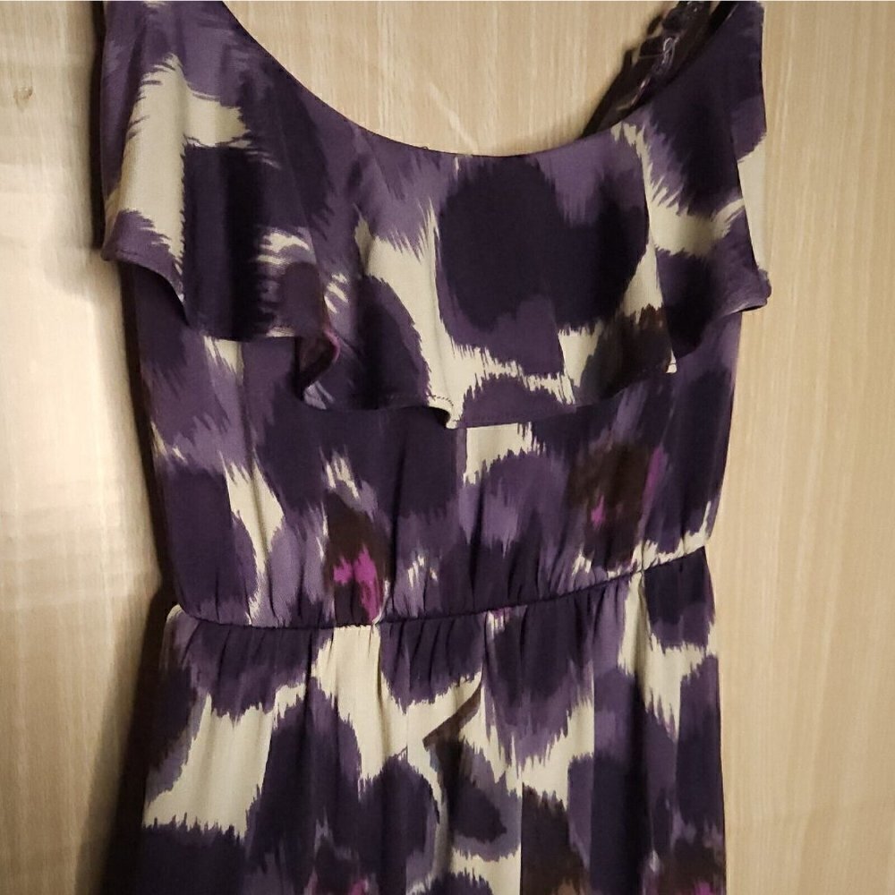 Elle Womens Purple Flowy Watercolor Strappy Maxi Dress XS - Picture 3 of 8
